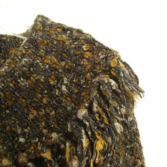 Lark Lane Boho Chunky Knit Wool Blend Nubby Fringed Cowl Neck Sweater Size XL - Picture 8 of 8